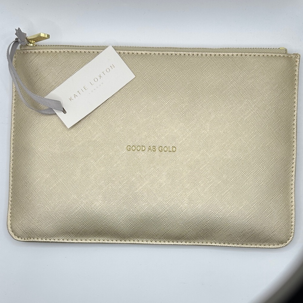'Good As Gold' Metallic Gold Pouch Katie Loxton